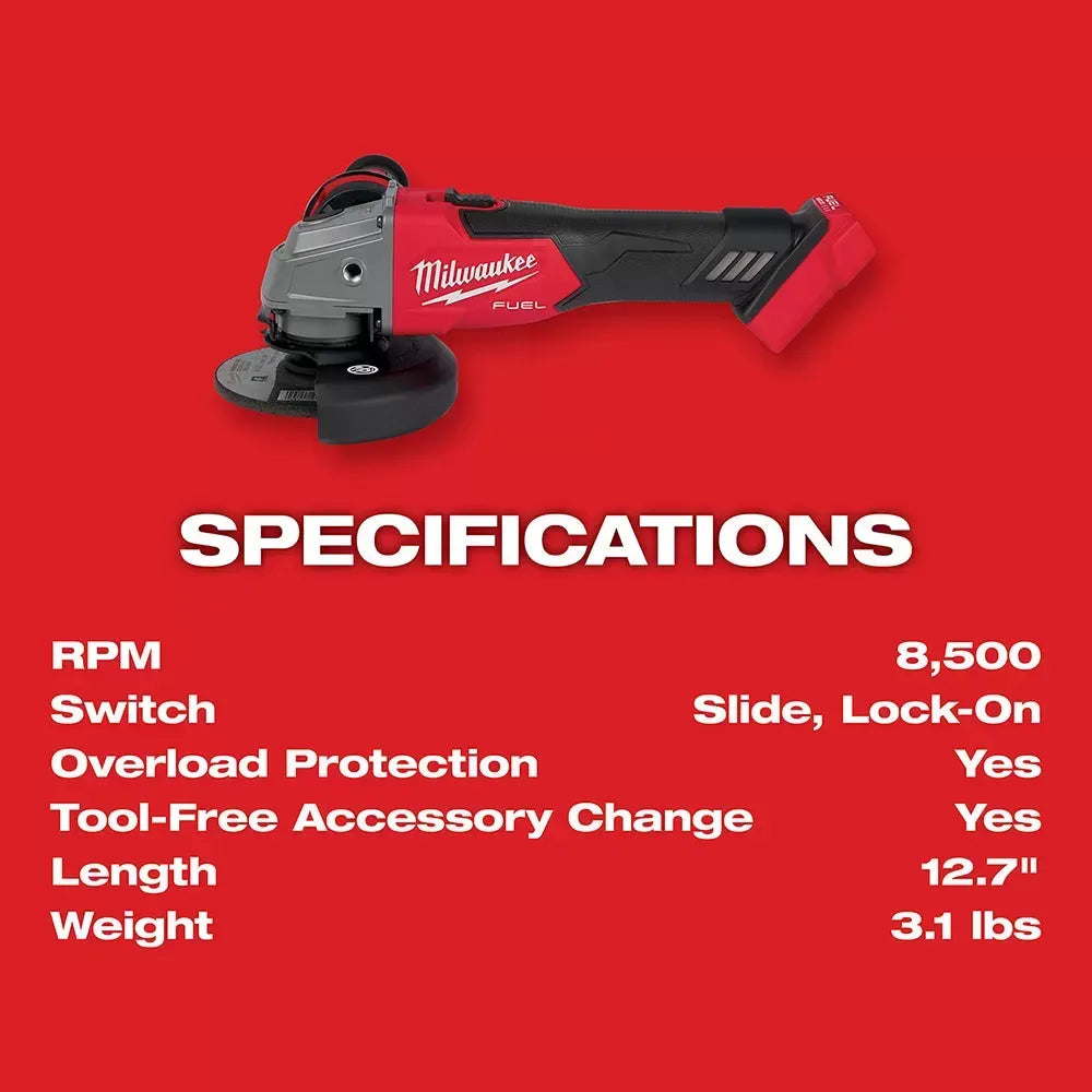Milwaukee Pre-Sale 2881-20 M18 FUEL 4-1/2 / 5 Grinder Slide Switch Lock-On - Bare Tool