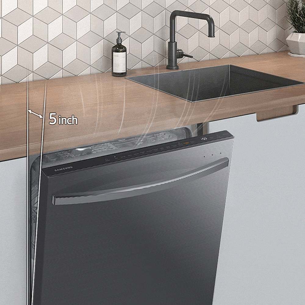 Samsung - Smart 42dBA Dishwasher with StormWash+ and Smart Dry - Black stainless steel
