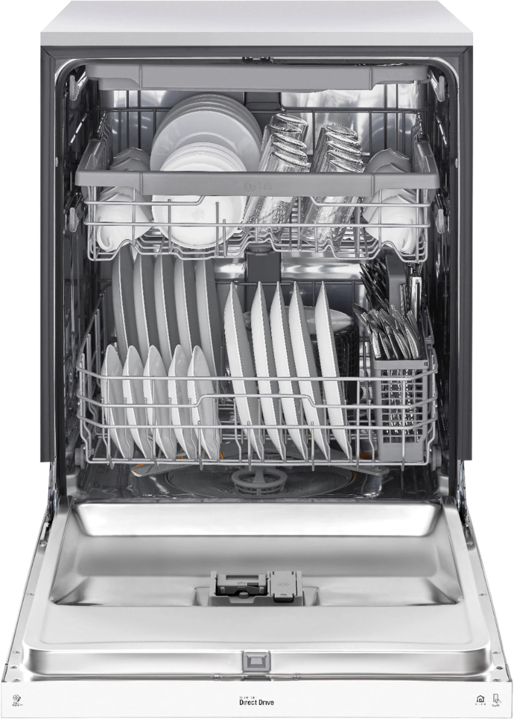 LG - 24 Front Control Smart Built-In Stainless Steel Tub Dishwasher with 3rd Rack, QuadWash, and 48dba - White