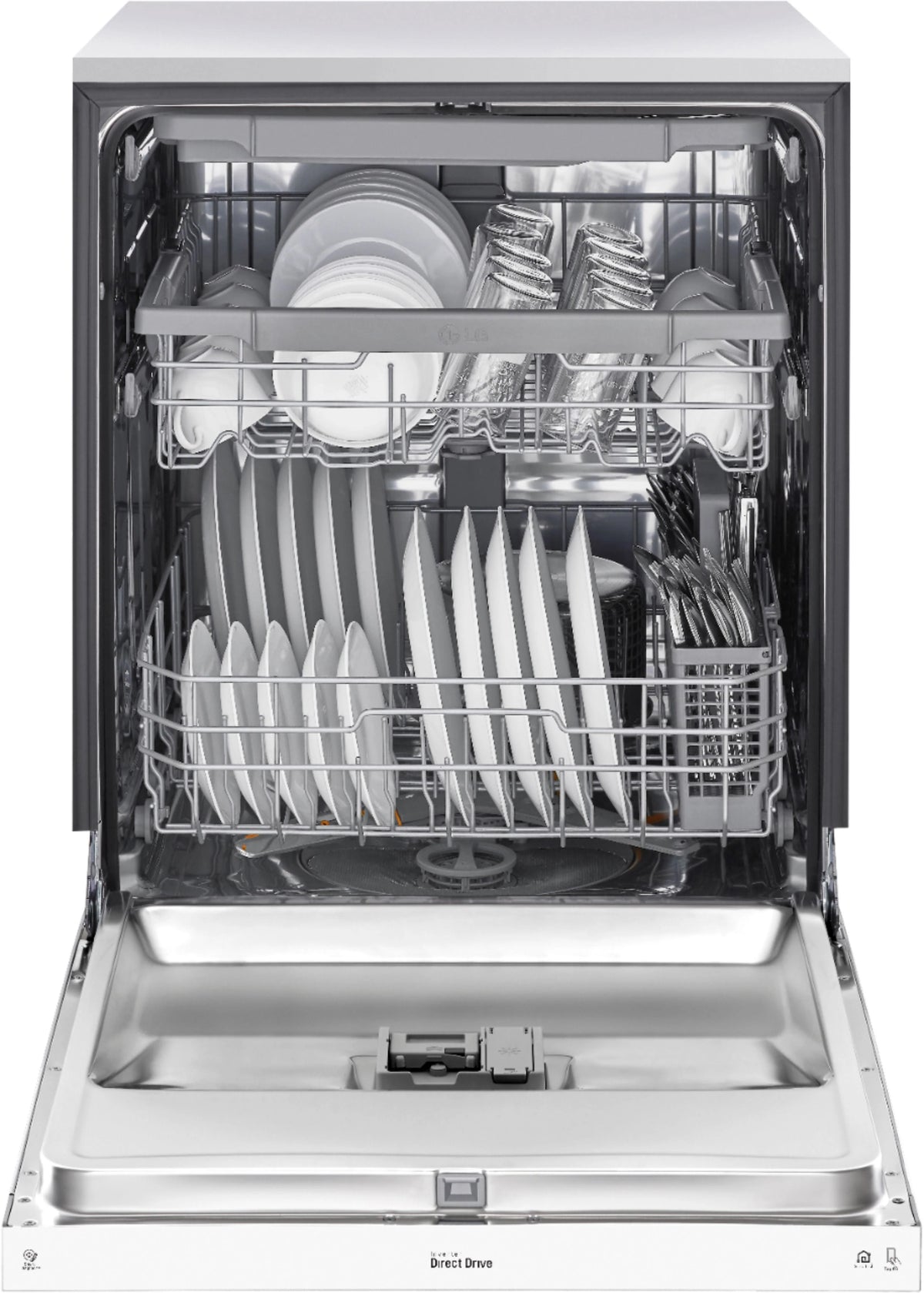 LG - 24 Front Control Smart Built-In Stainless Steel Tub Dishwasher with 3rd Rack, QuadWash, and 48dba - White