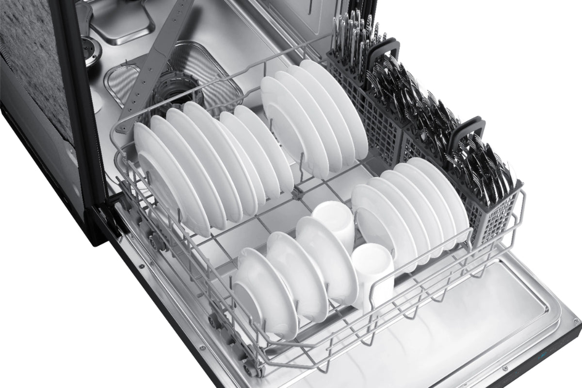 Samsung - StormWash 24 Top Control Built-In Dishwasher with AutoRelease Dry, 3rd Rack, 42 dBA - Black stainless steel