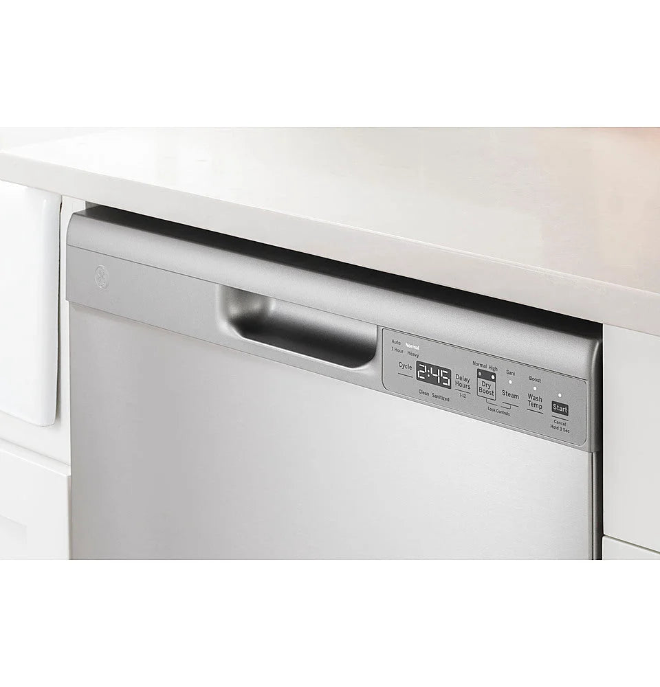 GE - Front Control Built-In Dishwasher, 52 dBA - Stainless steel