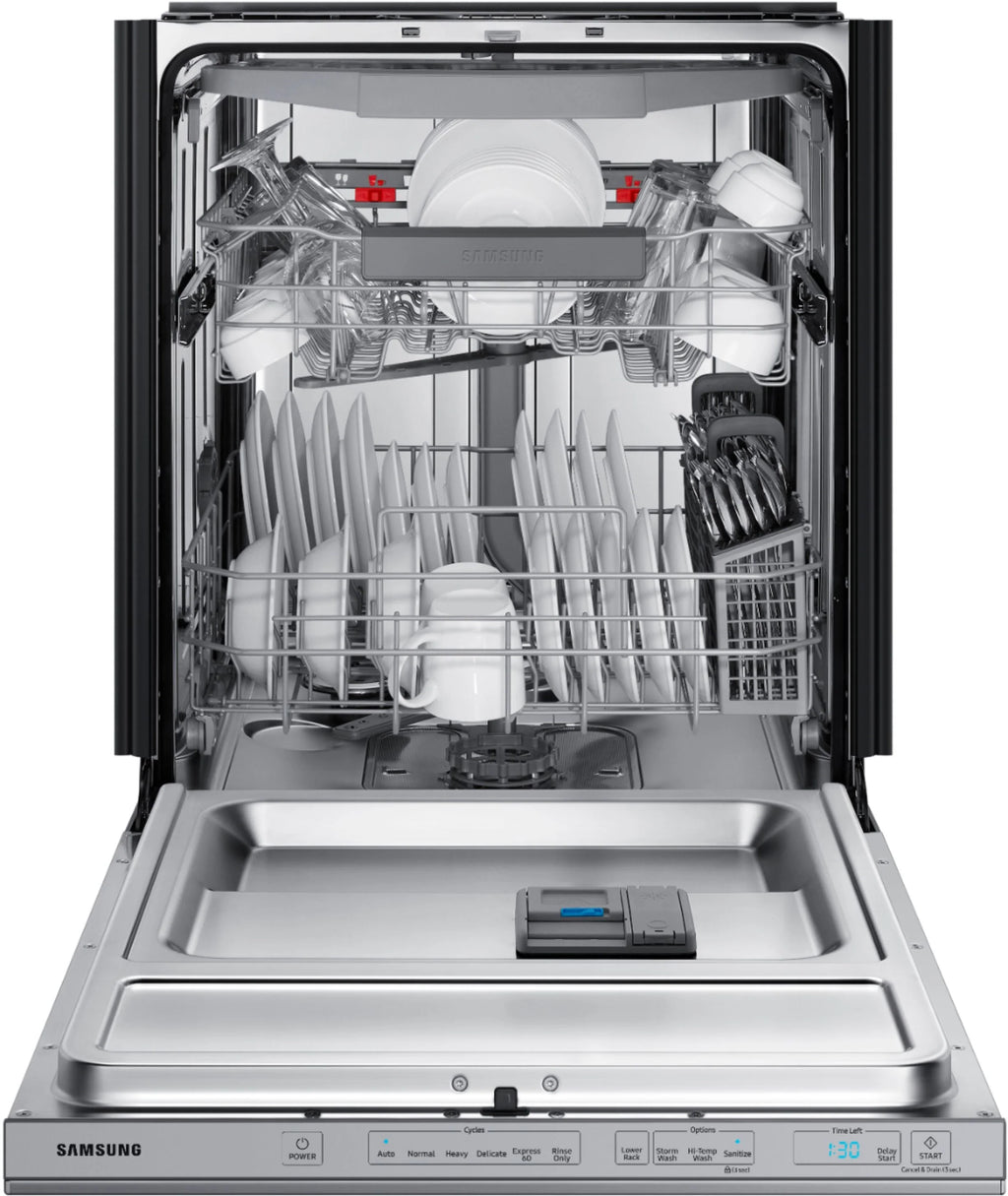 Samsung - StormWash 24 Top Control Built-In Dishwasher with AutoRelease Dry, 3rd Rack, 42 dBA - Stainless steel