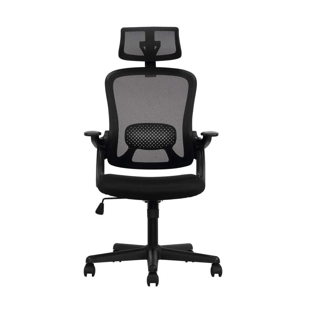 Mainstays Ergonomic Office Chair with Adjustable Headrest, Black Fabric, 275lb capacity