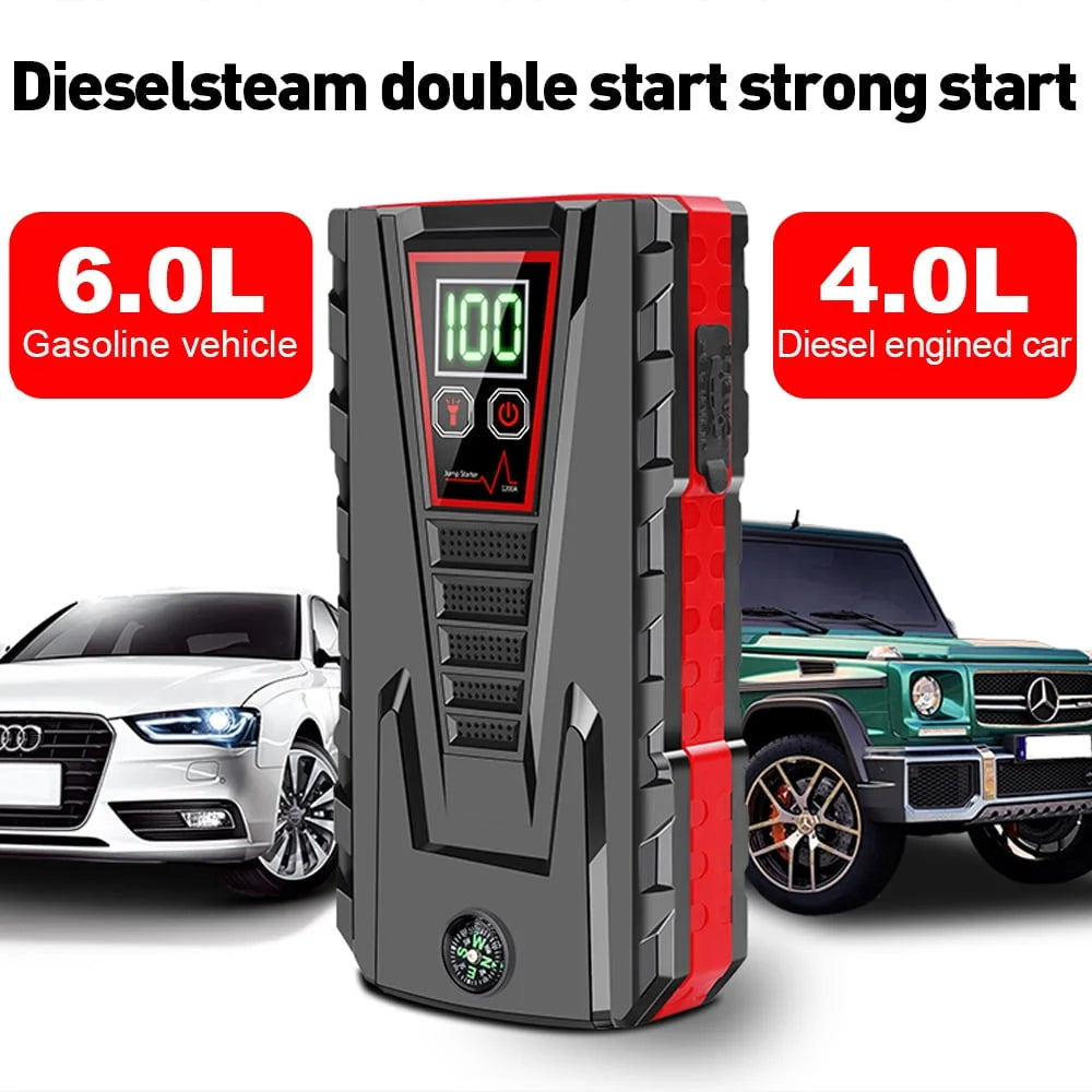 DFITO Portable 12V 99800mAh Car Jump Starter with LCD Display Power Bank Charger LED Flashlight