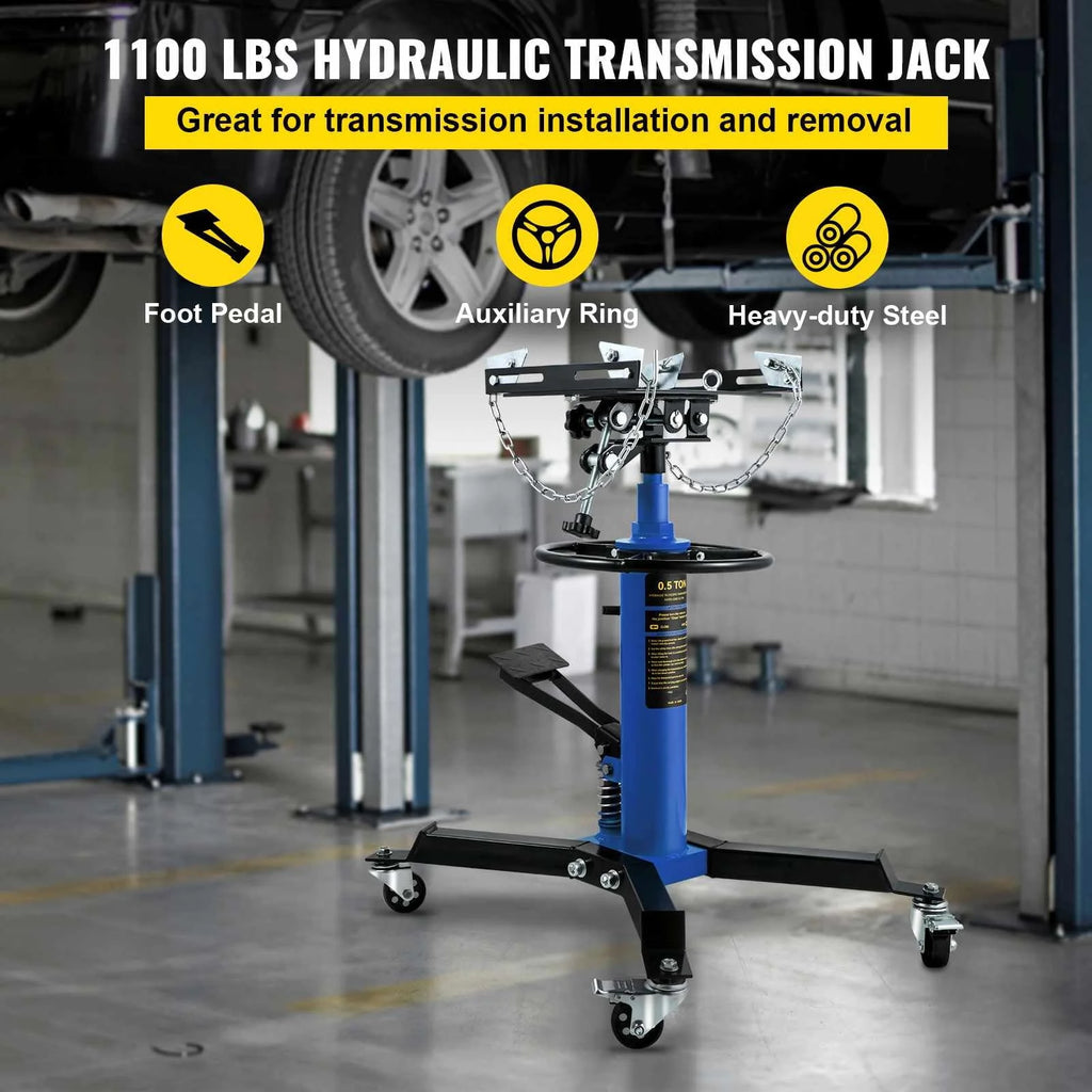 BENTISM Transmission Jack 1100 lbs 2-Stage Hydraulic High Lift Vertical Telescopic,Blue