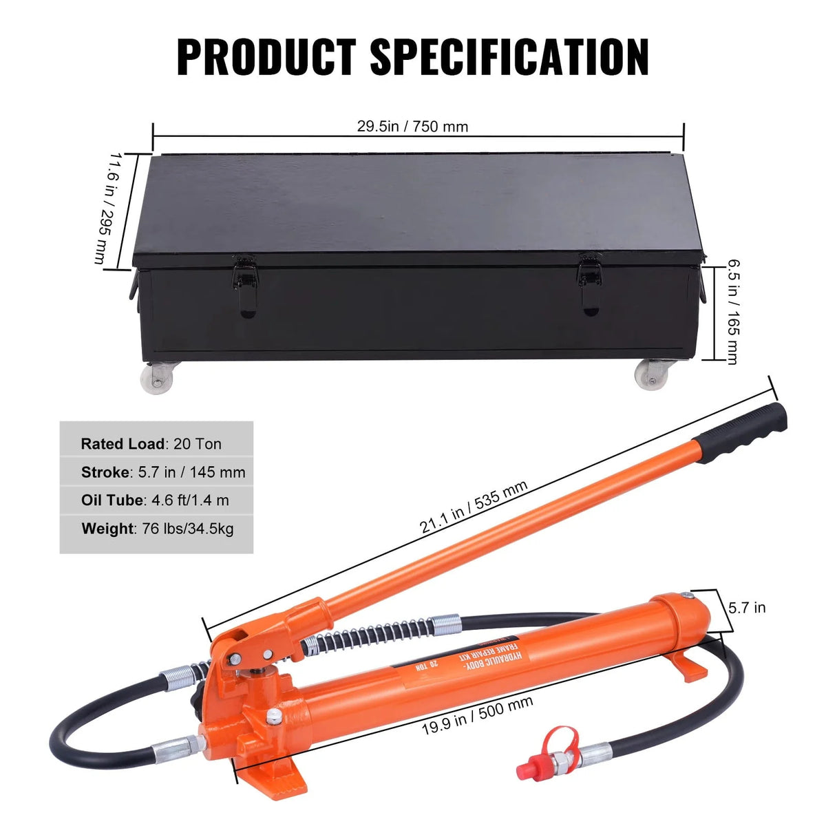 BENTISM 20 Ton Porta Power Kit Hydraulic Jack Air Pump Lift Ram All-In-One Portable Auto Body Frame Repair Power Tool