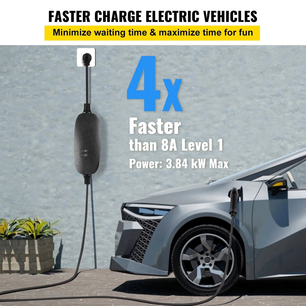 BENTISM Portable EV Charger EV Car Charging Cable 16 Amp Level 2 NEMA 6-20 25FT