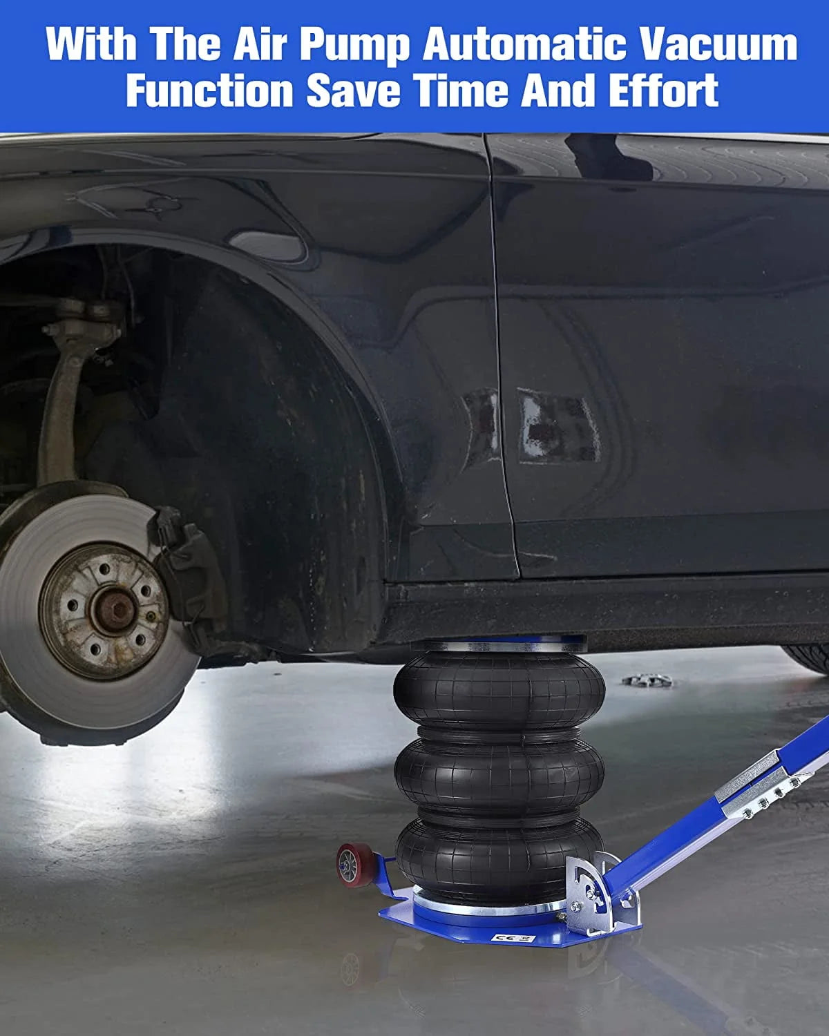 WhizMax 5 Ton/11000 lbs Triple Bag Air Jack, Quick Air Bag Jack Lift Up to 15.75 Inch, 3-5S Fast Lifting, Air Bag Jack for Cars with Adjustable Long Handle, Brass Valve