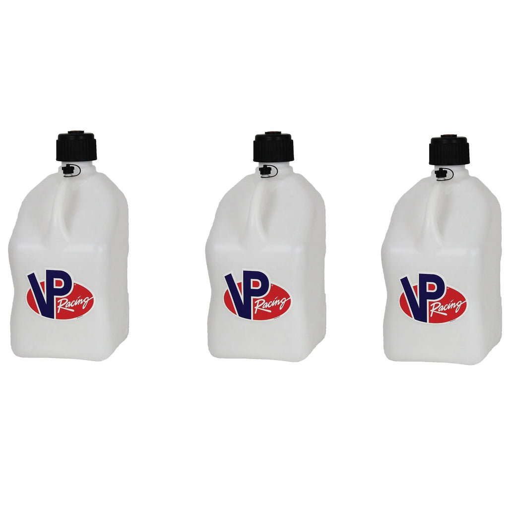 VP Racing Fuels Motorsport 5.5 Gal Utility Jugs w/ Hoses, White (3 Pack)