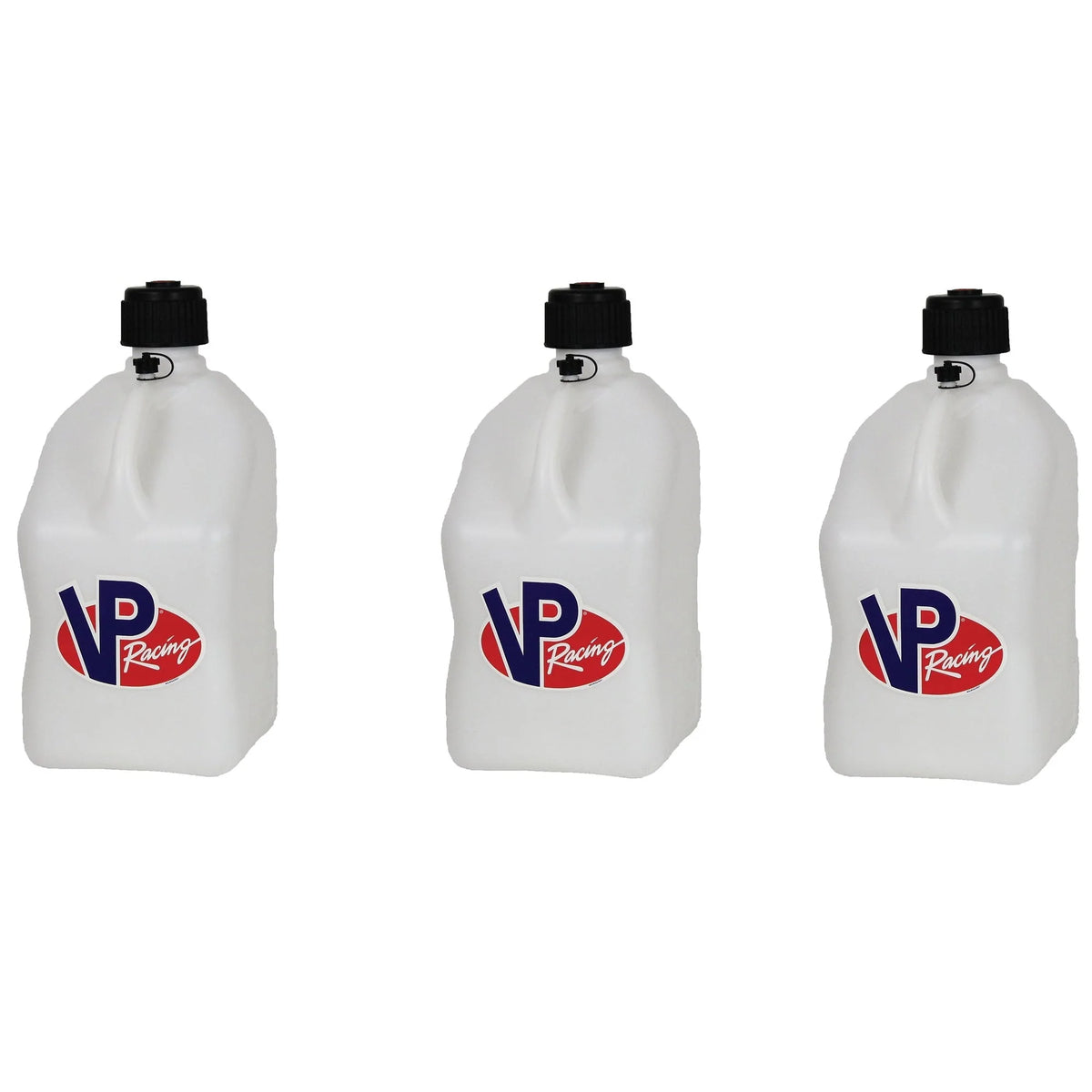 VP Racing Fuels Motorsport 5.5 Gal Utility Jugs w/ Hoses, White (3 Pack)