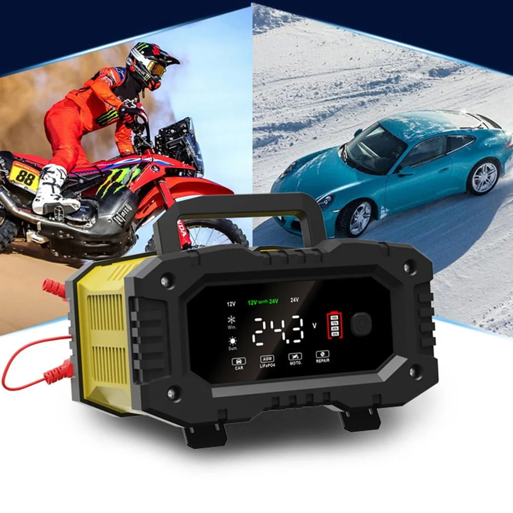 20A/10A Car Motorcycle Battery Charger 12V/24V Smart Charger Lithium AGM