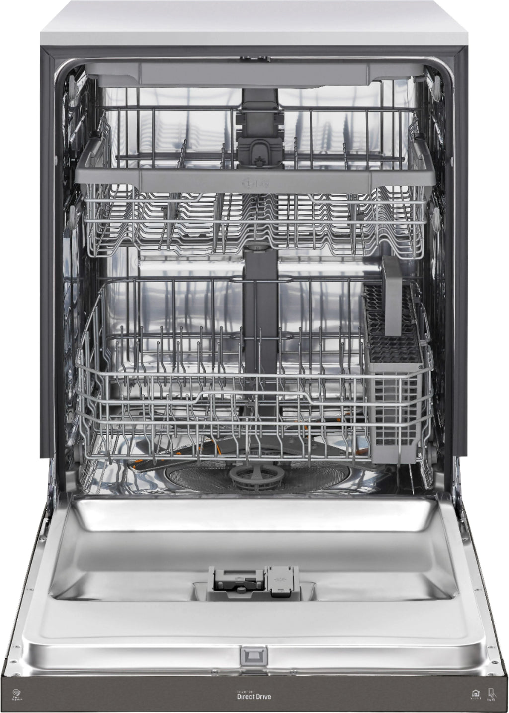 LG - 24 Front Control Smart Built-In Stainless Steel Tub Dishwasher with 3rd Rack, QuadWash, and 48dba - Black stainless steel