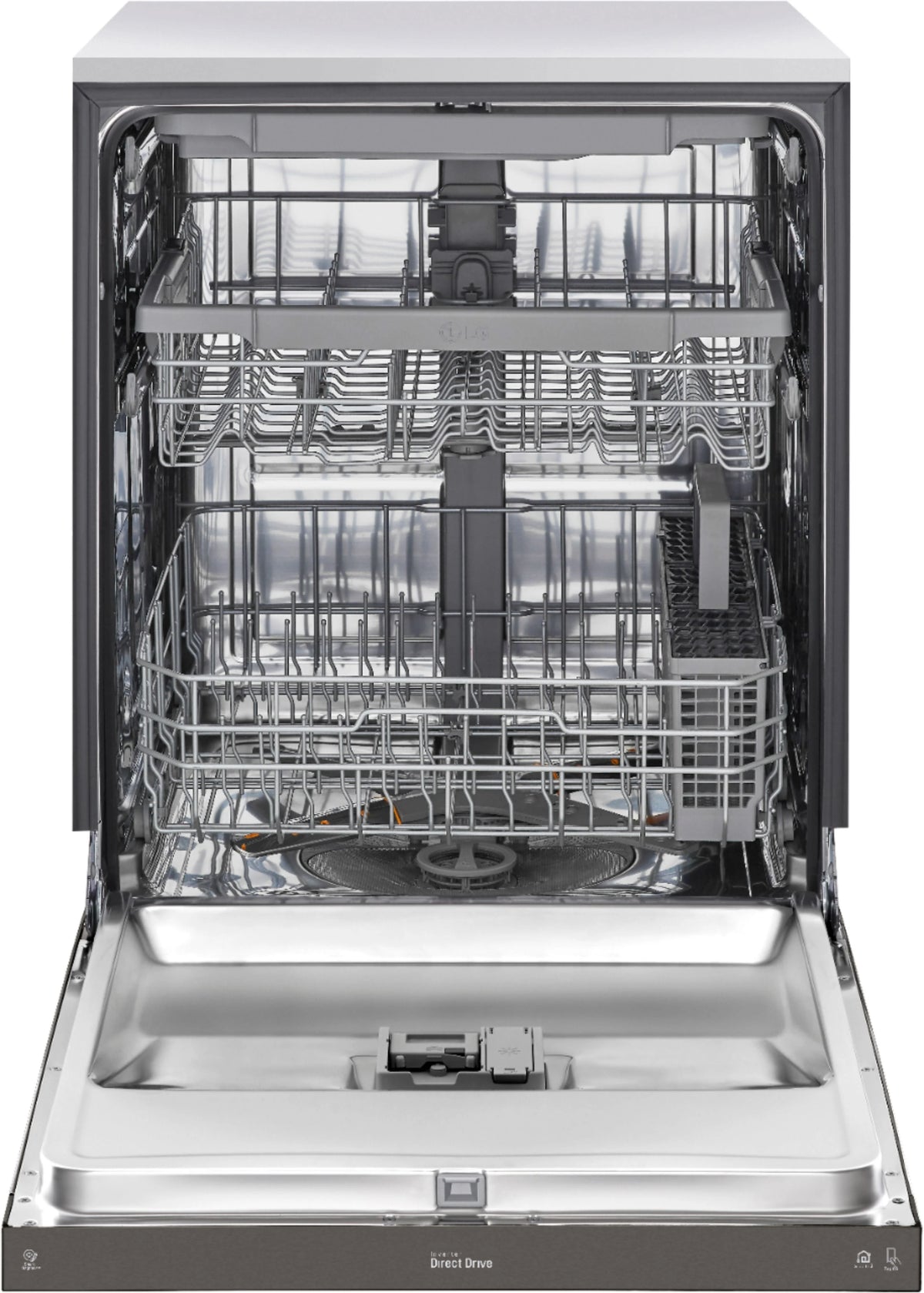 LG - 24 Front Control Smart Built-In Stainless Steel Tub Dishwasher with 3rd Rack, QuadWash, and 48dba - Black stainless steel