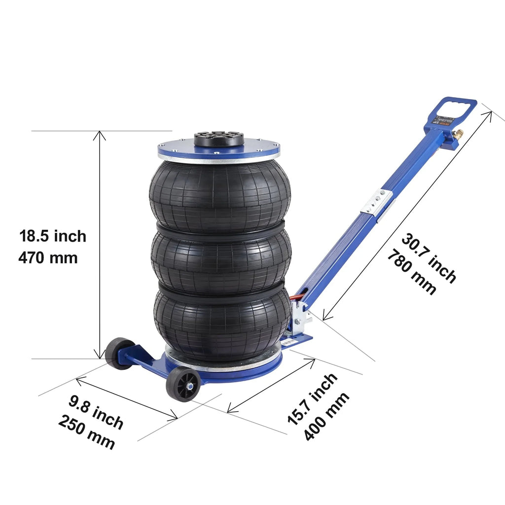 BENTISM Air Jack, 5 Ton/11000 lbs Triple Bag Air Jack, Airbag Jack with Six Steel Pipes, Lift up to 17.7, 3-5 s Fast Lifting Pneumatic Jack, with Adjustable Long Handles for Cars, Garages, Repair