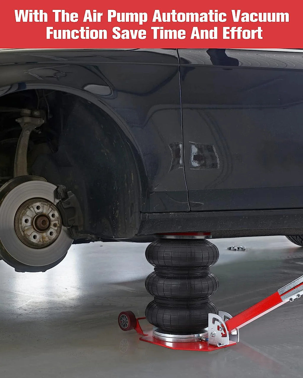 WhizMax 3 Ton/6600 lbs Triple Bag Air Jack, Quick Air Bag Jack Lift Up to 15.75 Inch, 3-5S Fast Lifting, Air Bag Jack for Cars with Adjustable Long Handle, Brass Valve