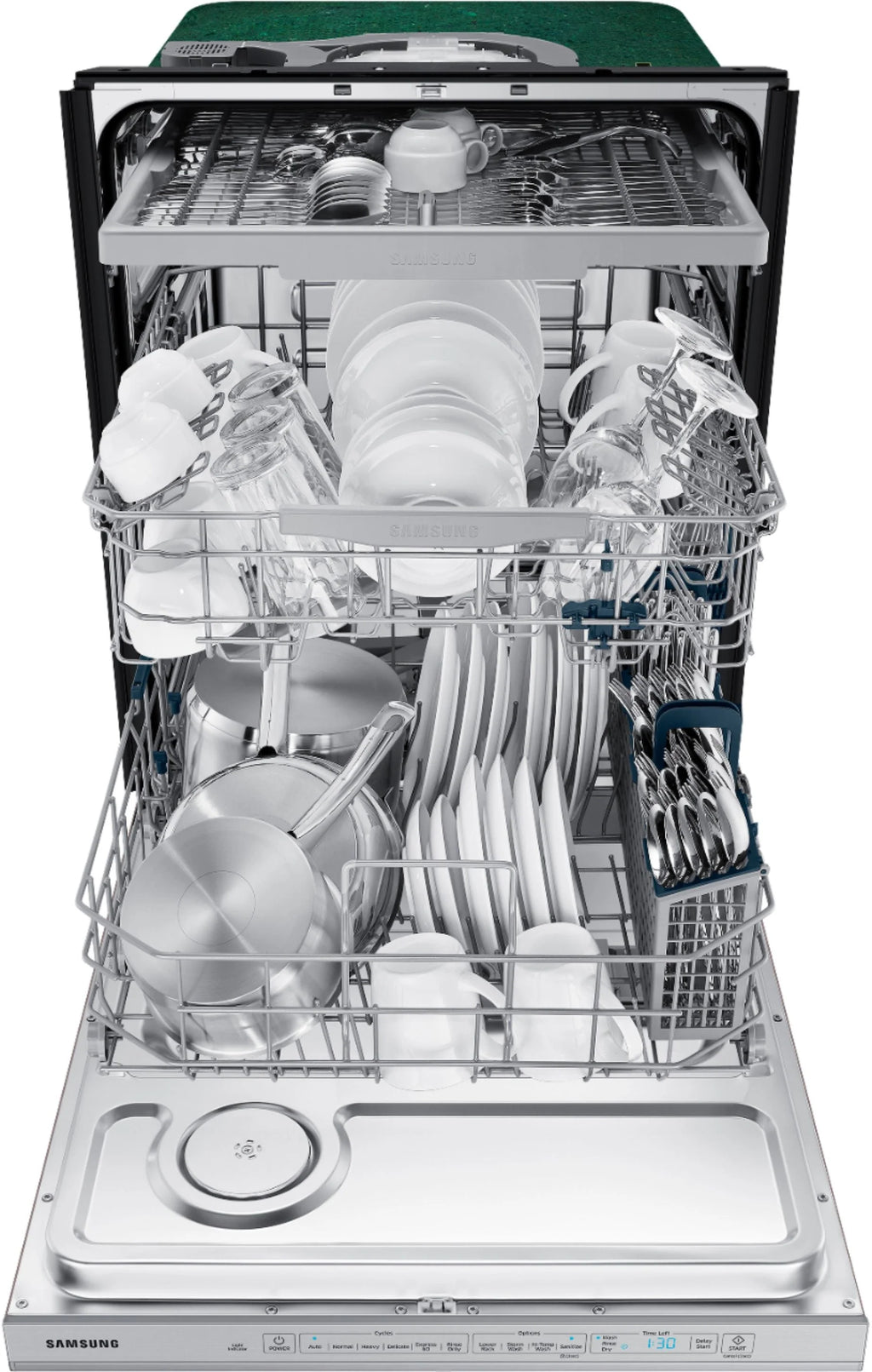 Samsung - StormWash 24 Top Control Built-In Dishwasher with AutoRelease Dry, 3rd Rack, 48 dBA - Stainless steel