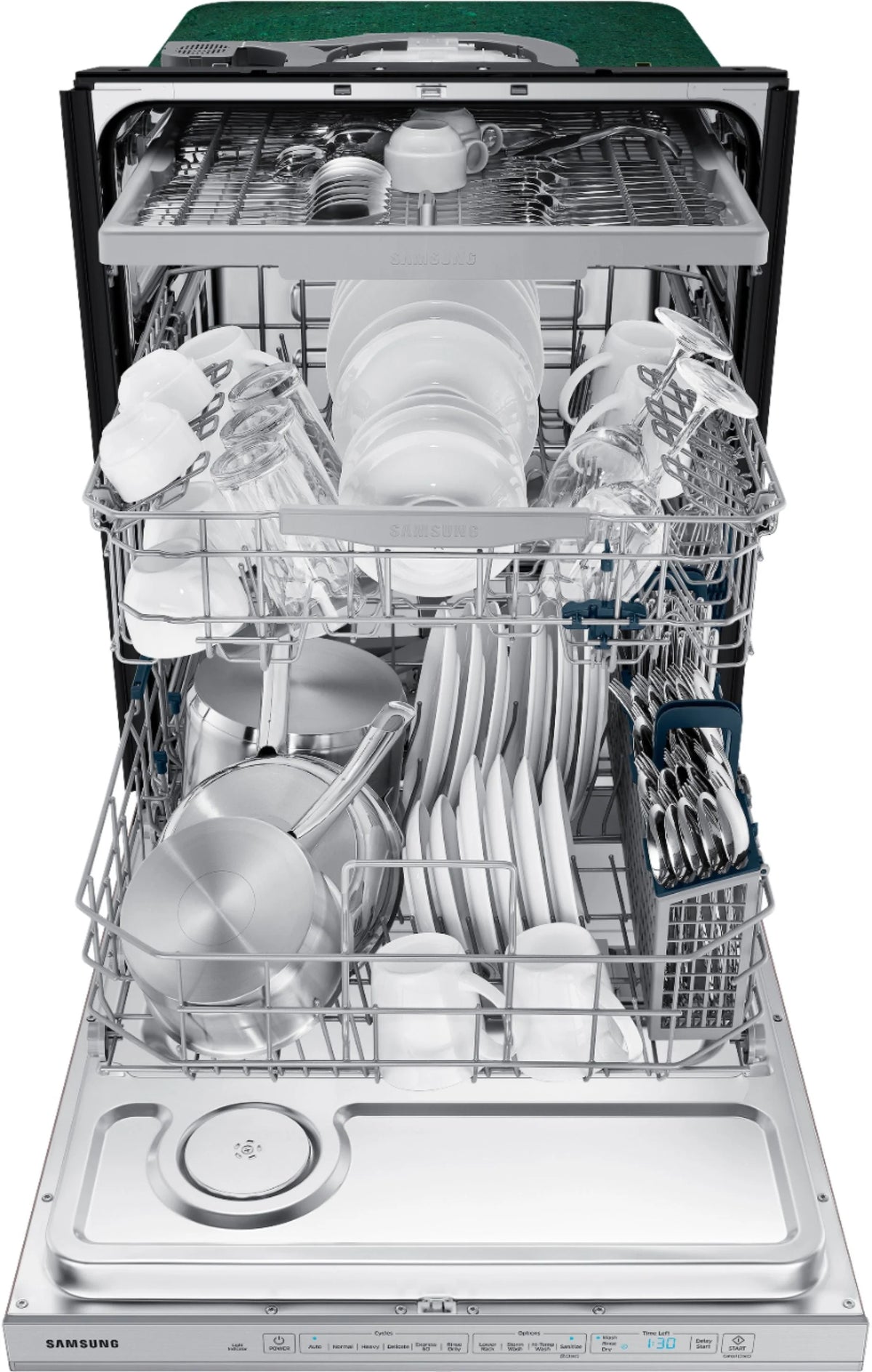 Samsung - StormWash 24 Top Control Built-In Dishwasher with AutoRelease Dry, 3rd Rack, 48 dBA - Stainless steel