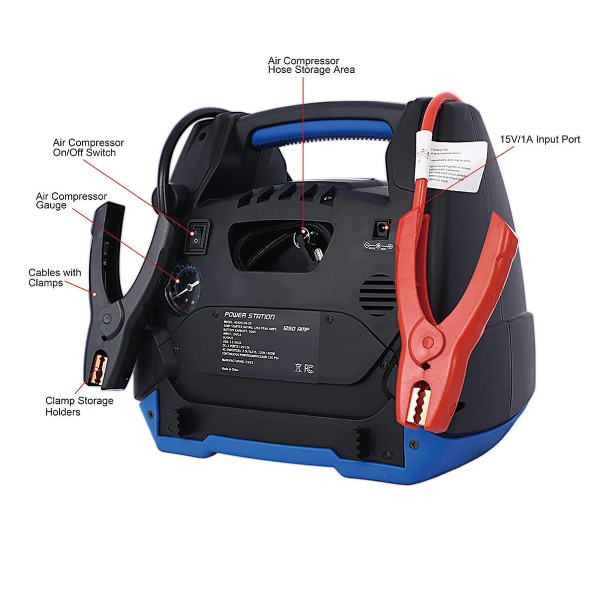 Juiluna Rechargeable Jump Starter 1800 Amp Battery Jump Starter With Air Compressor Car Tire Inflator For Gas Diesel Vehicles