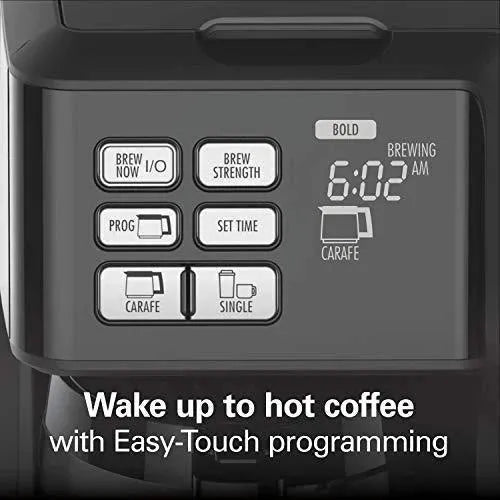 Thermal Coffee Maker, Single Serve & Full Pot, Compatible with Pods or Grounds, Programmable, Black and Stainless ()
