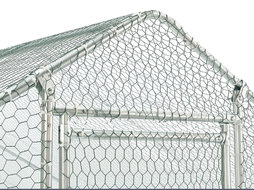 Spacious Large Galvanized Metal Chicken Coop with Waterproof and Anti-Ultraviolet Cover Walk-in Chicken Run and Hen Pen Cage for Rabbits and Ducks Outdoor Wire Poultry Cages (10‘ L x 6.
