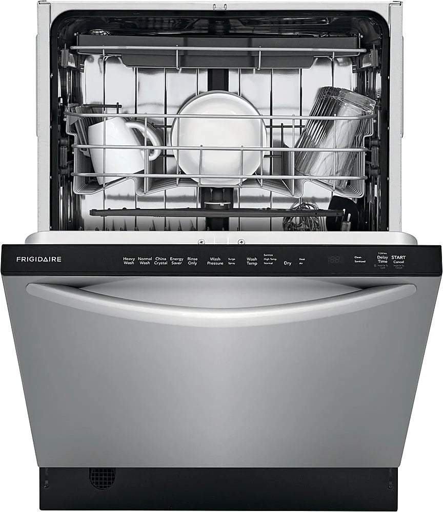 Frigidaire - 24 Top Control Built-In Dishwasher with Stainless Steel Tub, 3rd Rack, 49 dBA - Stainless steel
