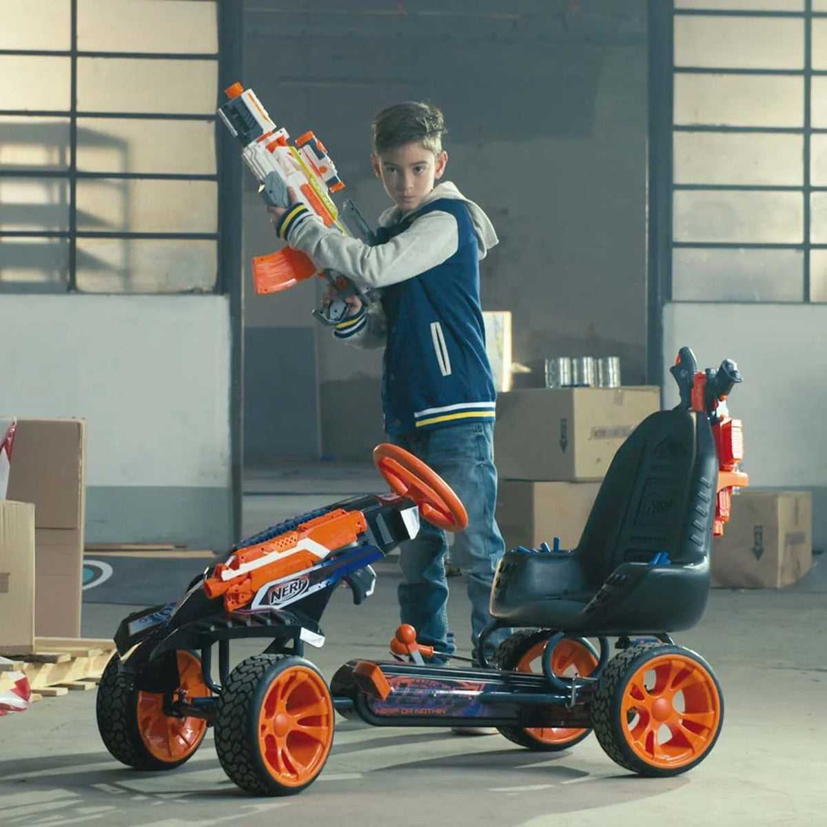Nerf Battle Racer Ride-on Pedal Go-Kart for Boys and Girls, Multi-color