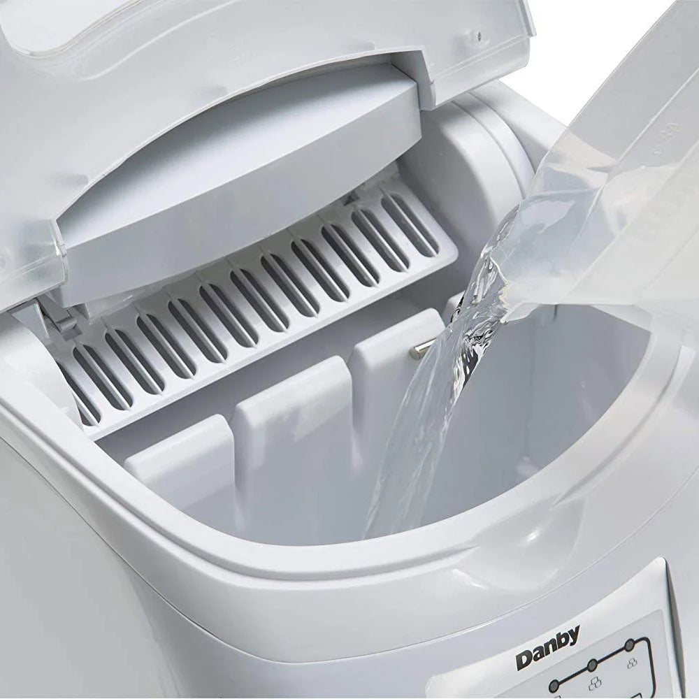 Danby 2 Pound Capacity Electric Self-Cleaning Portable Ice Cube Maker, White
