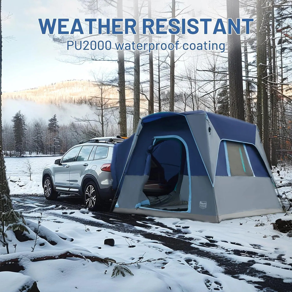 5 Person SUV Tent Weather Resistant Portable for Car SUV Van Camping, Includes Rainfly and Storage Bag, 10' W X 8' L X 7.1' H