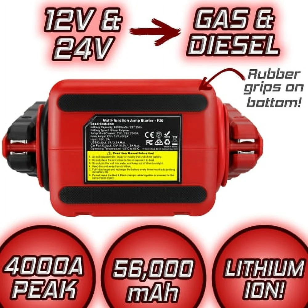 17L 750HP heavy duty truck 24 volt jump starter 50000 mah 12v 24v car jump starter