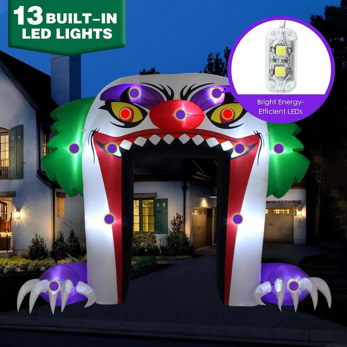 Giant 10 FT Halloween Inflatables Clown Archway Outdoor Decorations, Scary Halloween Arch Blow Up Yard Decorations for Front Yard Lawn Garden Decor