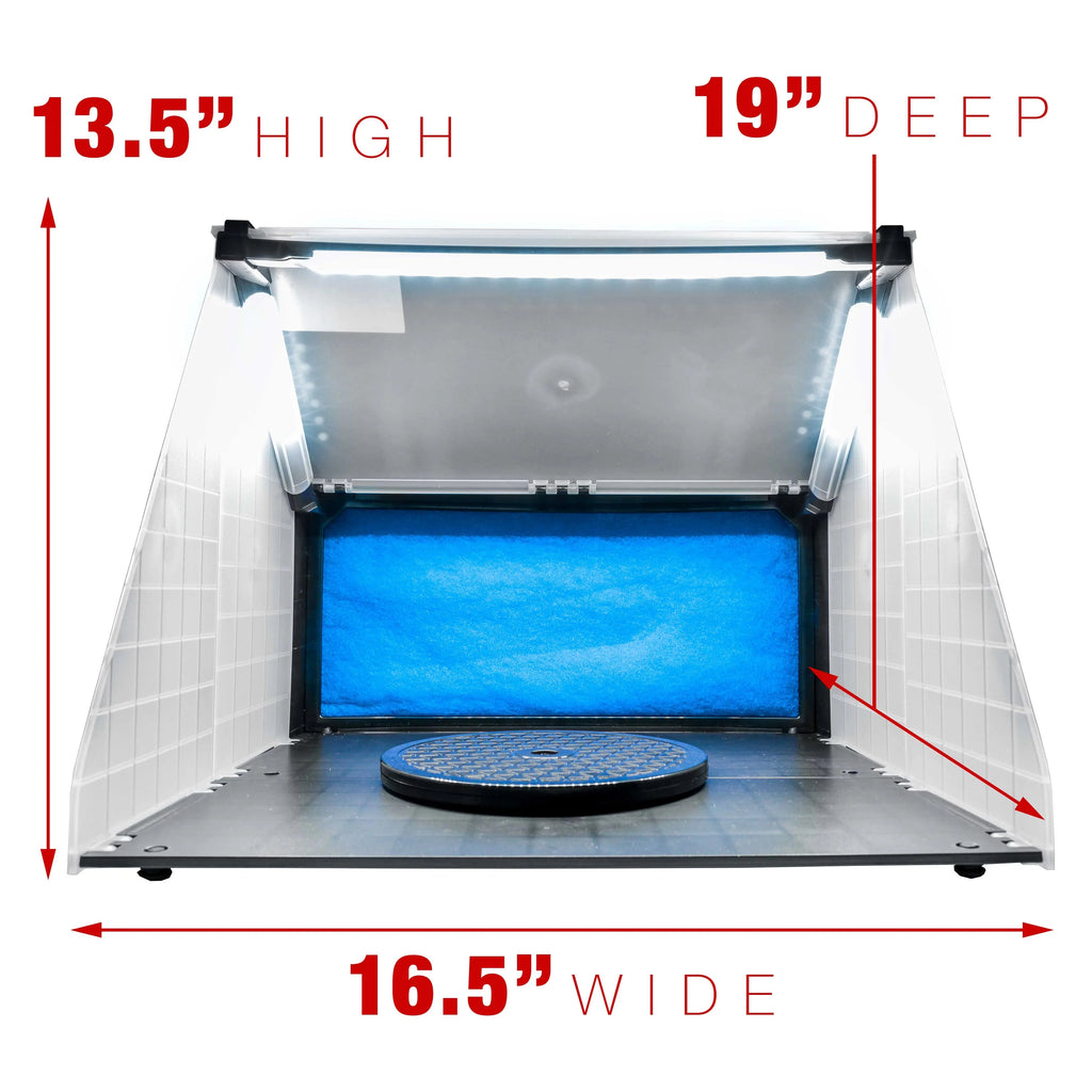 Portable Hobby Airbrush Paint Spray Booth Kit Exhaust Filter LED Light Set Model