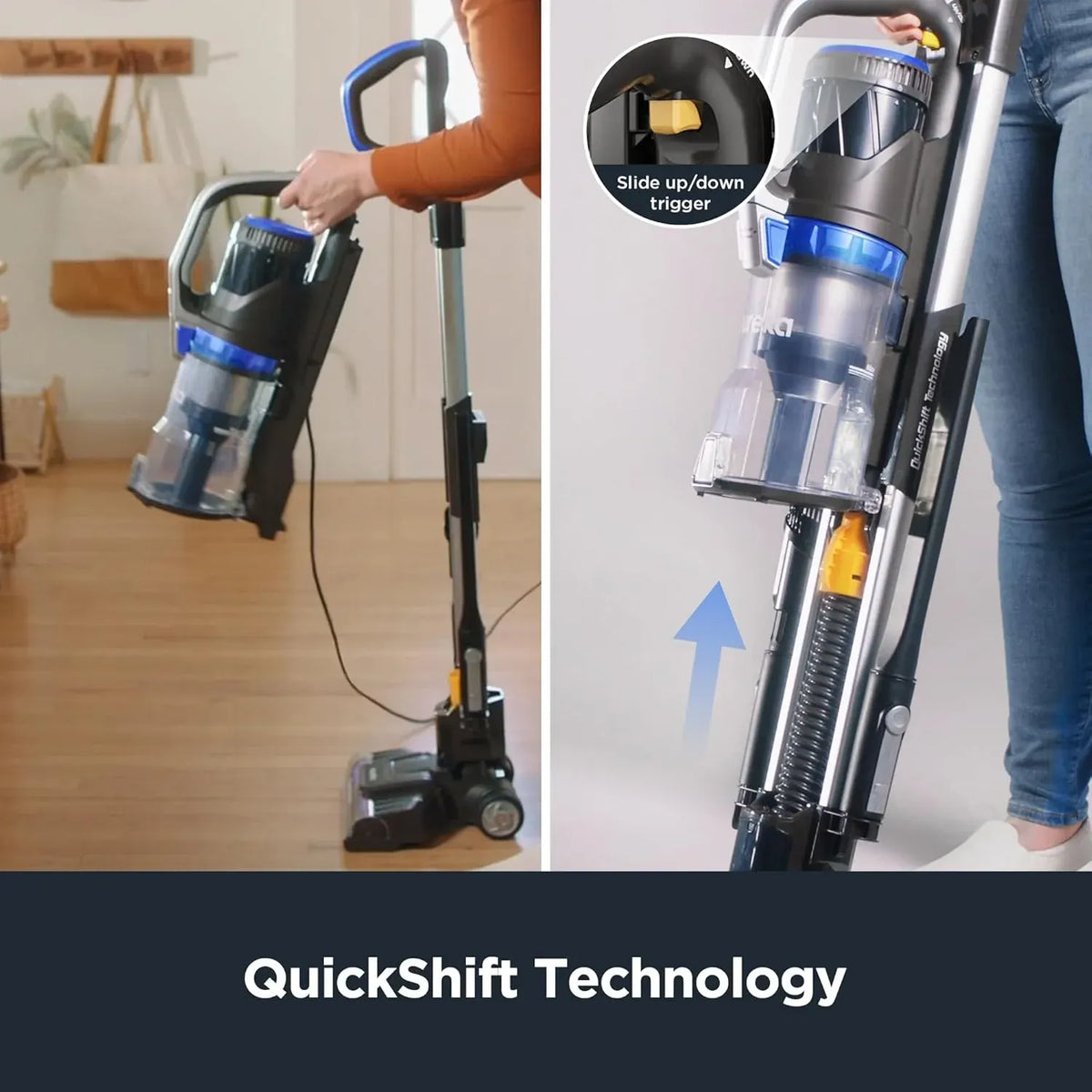 Eureka Pet Upright Vacuum Cleaner for Carpet and Hard Floor, Powerful Bagless Vacuum Cleaner for Home with HEPA Filter and Pet Tool, OmniVerse NEU801BL with QuickShift Technology, Blue