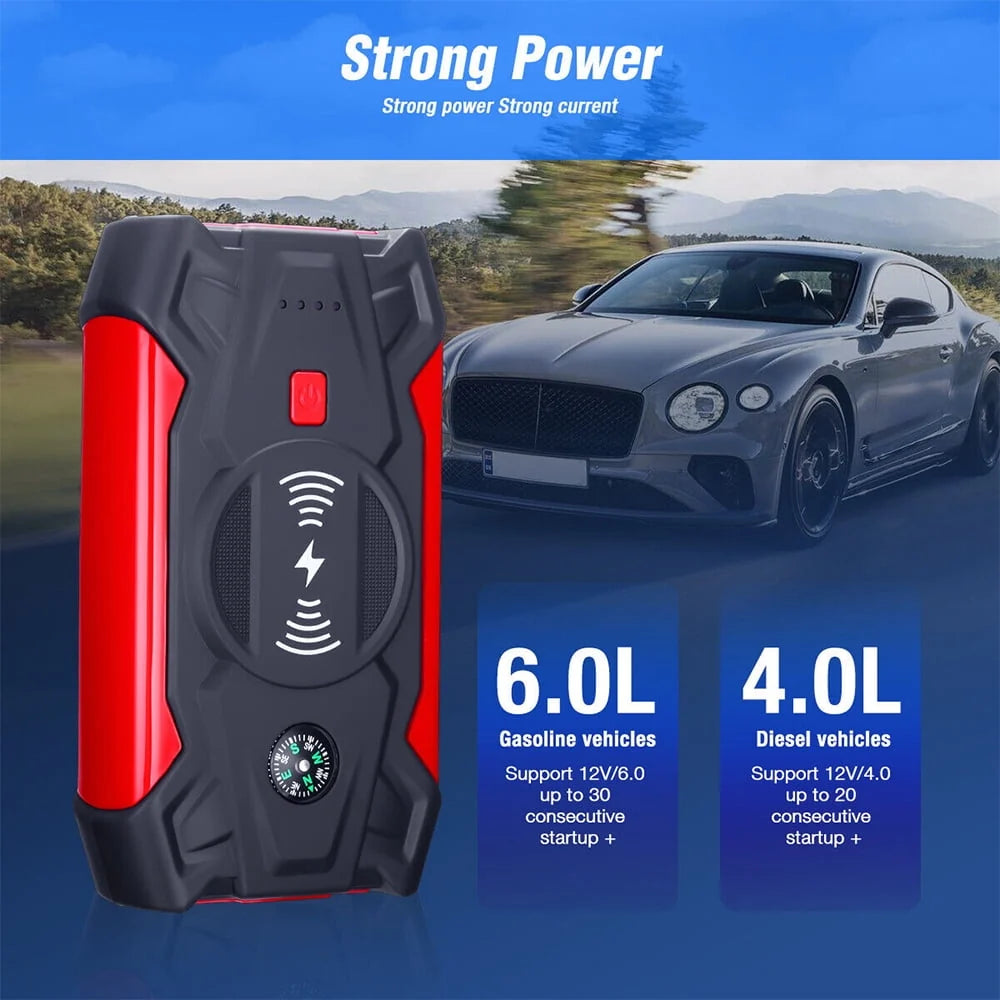 Xhy 39800mAh Car Jump Starter Portable Battery Pack Booster Jumper Box Emergency Start Wireless Charging Power Bank with LED Light