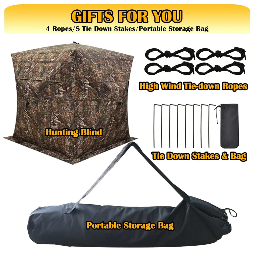 CROSS MARS Portable 2-3 Person 270 Degree See Through Hunting Blind Ground Camouflage Pop Up Hub Turkey Deer Blinds Tent