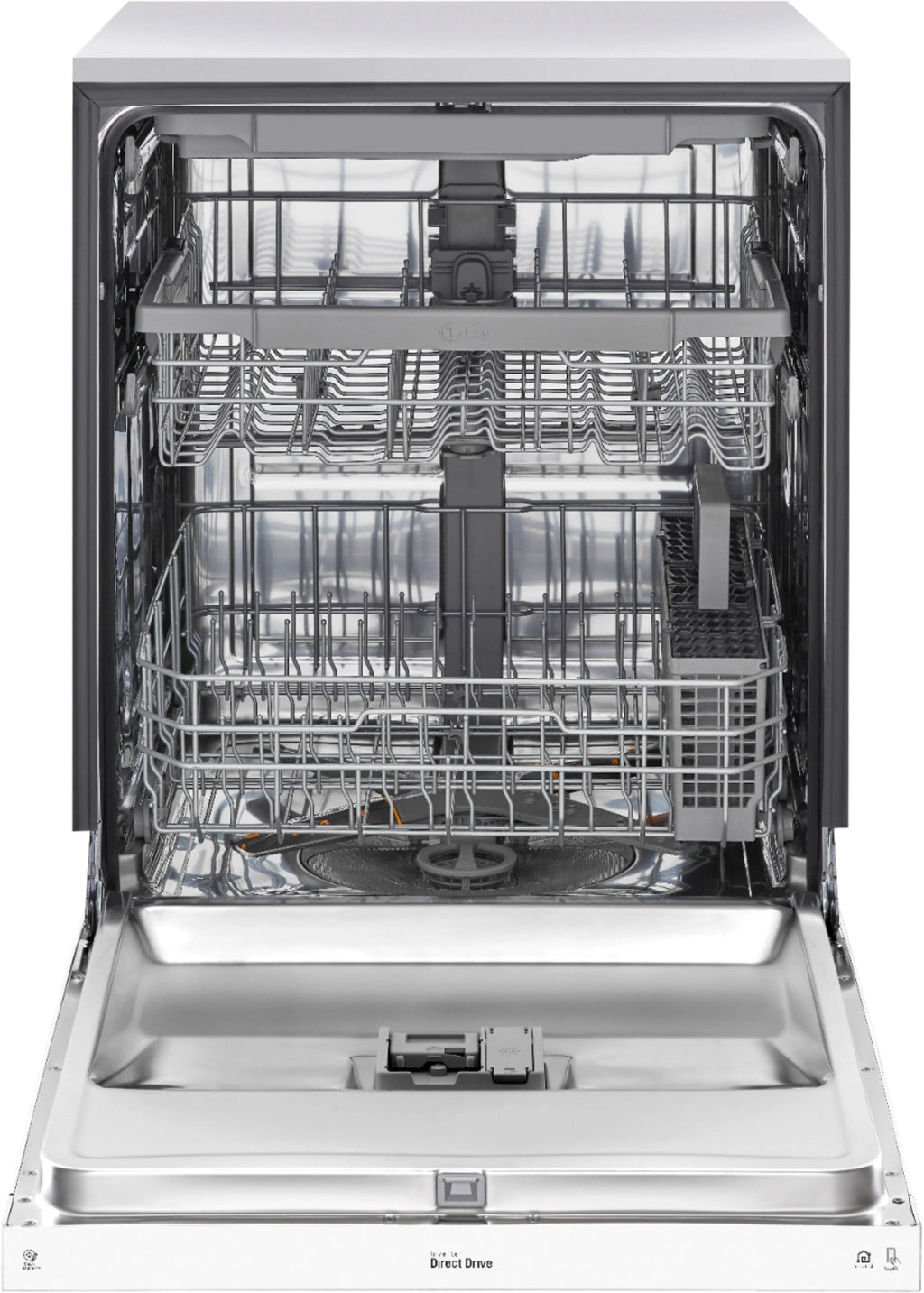 LG - 24 Front Control Smart Built-In Stainless Steel Tub Dishwasher with 3rd Rack, QuadWash, and 48dba - White