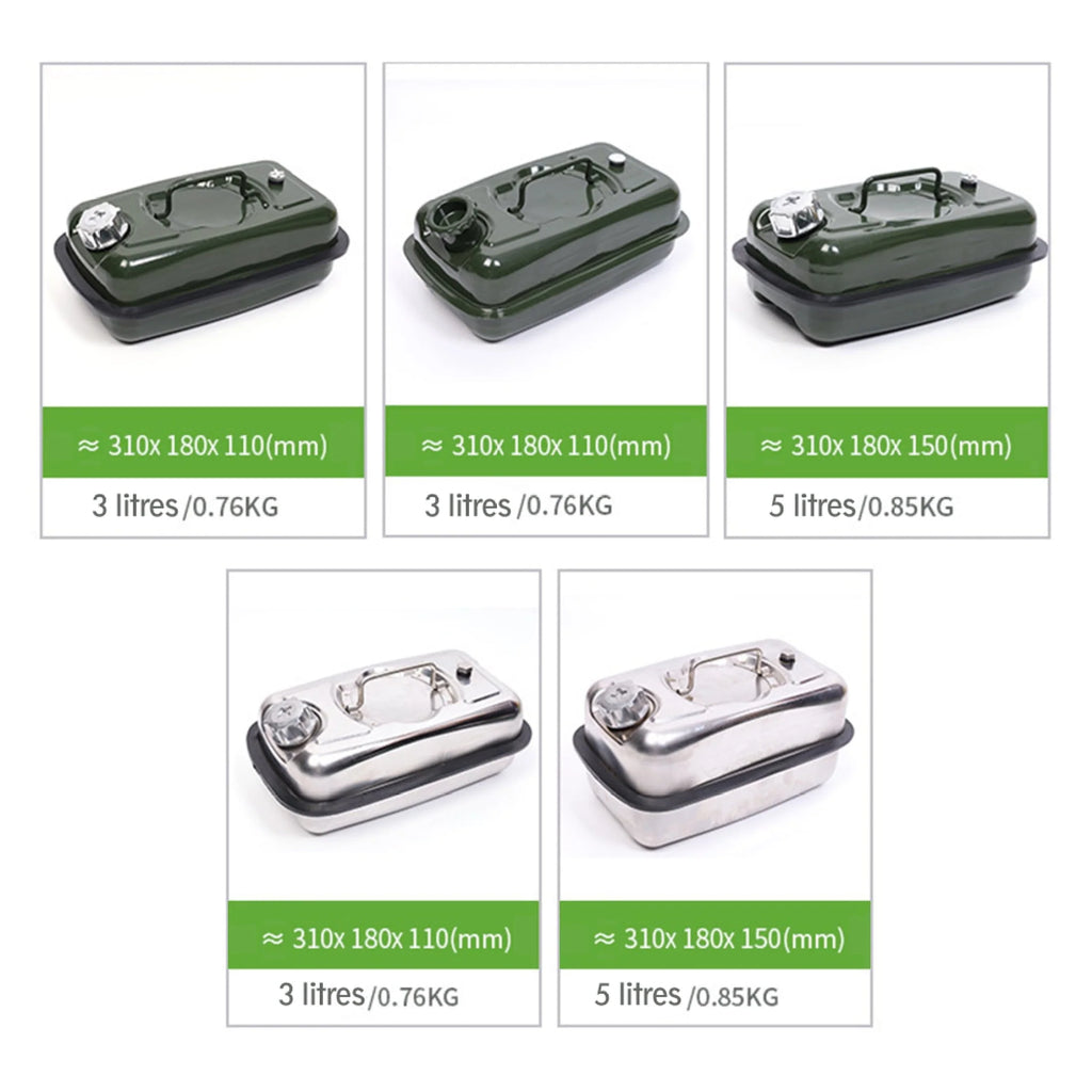 EUBUY 5L Metal Jerry Can with Aluminum Cap Motorcycle Canister Holder Storage Tank with Handle for Water Petrol Oil Water Alcohol