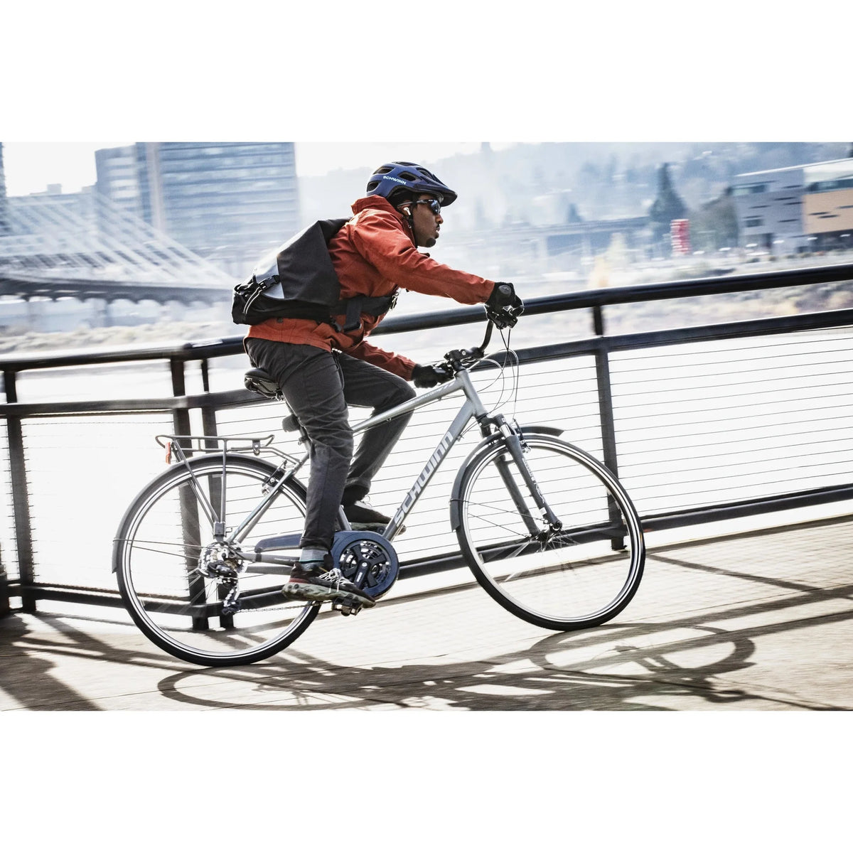 Schwinn Network 6c Hybrid Bike, 21 Speeds, Large 19.5 Mens Style Frame, 700c Wheels, Grey