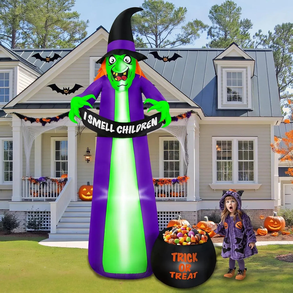 11FT Wide Halloween Inflatables Archway Outdoor Decorations, Inflatable Clown Arch Blow Up Halloween Decorations Built-in Projection LED Light for Halloween Decor Front Yard Garden Lawn Party