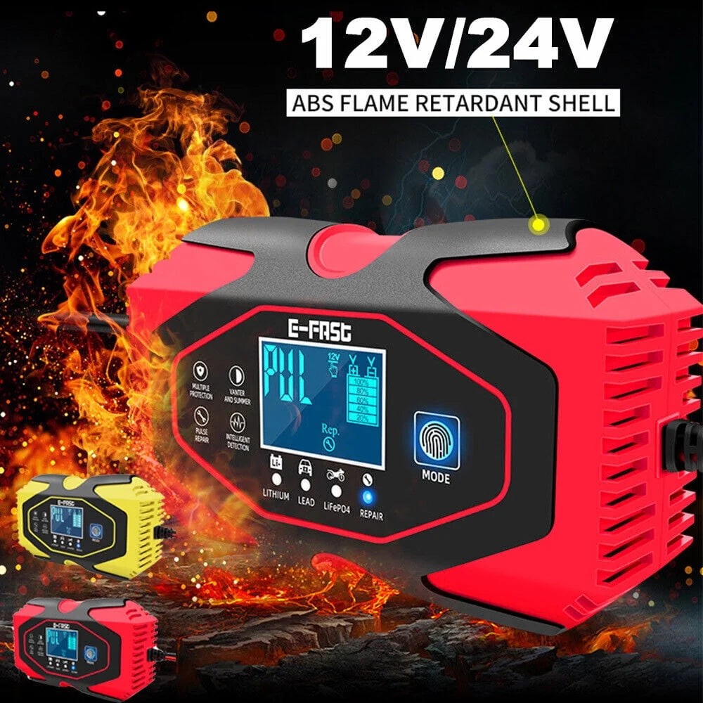 Car Battery Charger Smart Automatic 12V/24V Lead-acid AGM GEL& Lithium LiFePO4