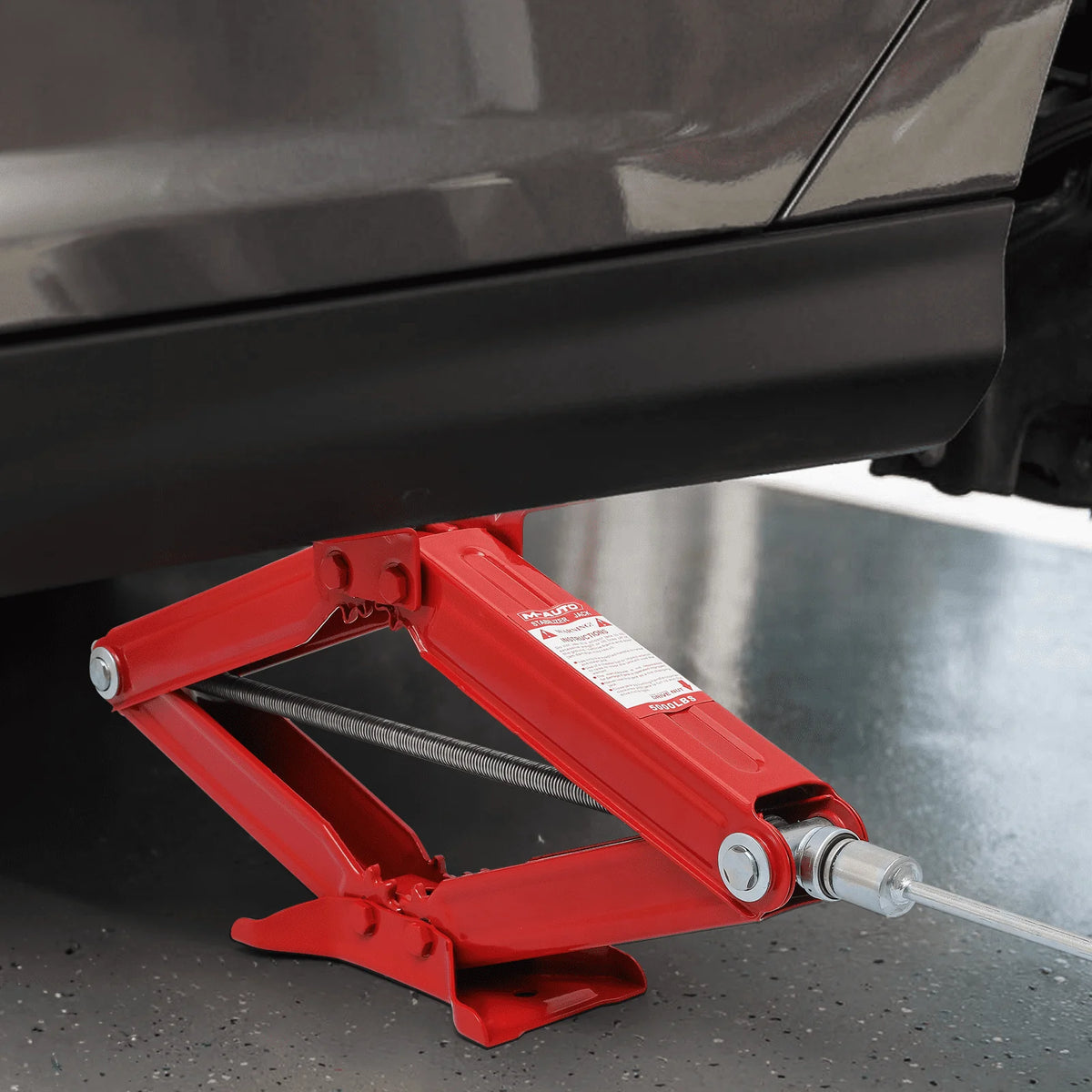 M-AUTO Set of 2 Scissor Jack, 2.5 Ton 5000lbs Heavy Duty Car Jack Tire Repair Tools Kit, RV Trailer Stabilizer Leveling Scissor Jacks with Handle, Red