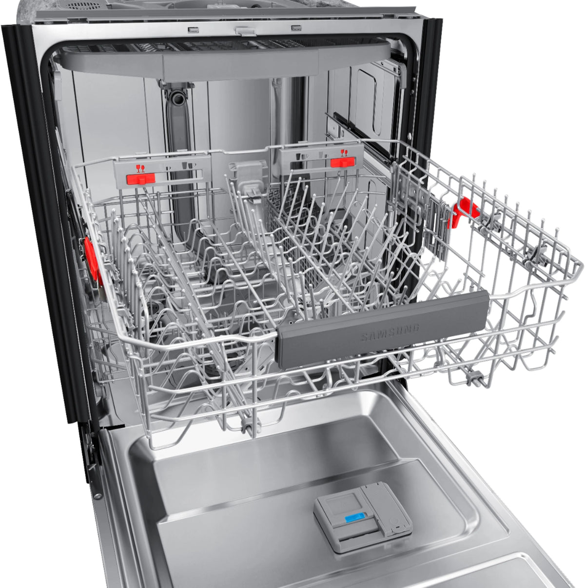Samsung - StormWash 24 Top Control Built-In Dishwasher with AutoRelease Dry, 3rd Rack, 42 dBA - Black stainless steel