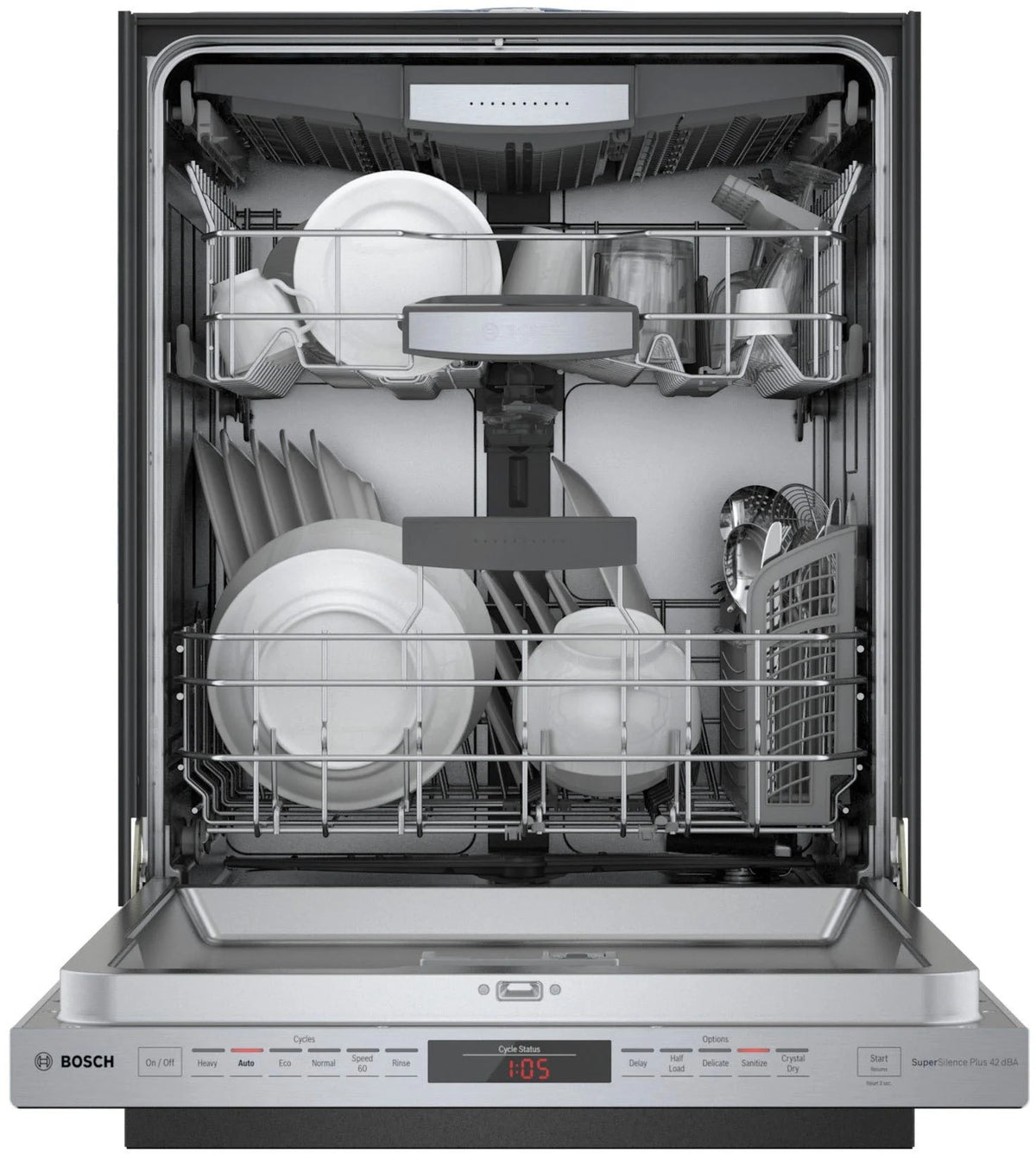 Bosch - 500 Series 24 Top Control Built-In Dishwasher with AutoAir, Stainless Steel Tub, 3rd Rack, 44 dBa - Stainless steel