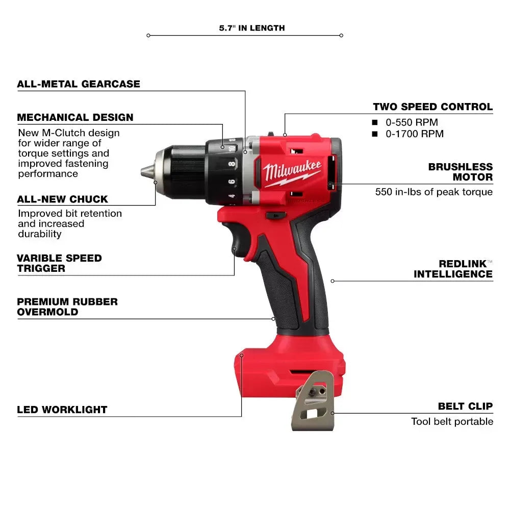 Milwaukee Pre-Sale Pre-Sale 3601-20 M18 18V 1/2 Compact Brushless Drill Driver - Bare Tool
