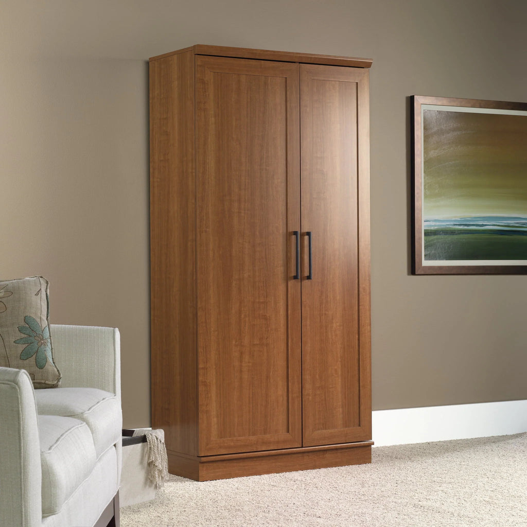 Sauder HomePlus 71 Tall 2-Door Multiple Shelf Wood Storage Cabinet， Sienna Oak Finish