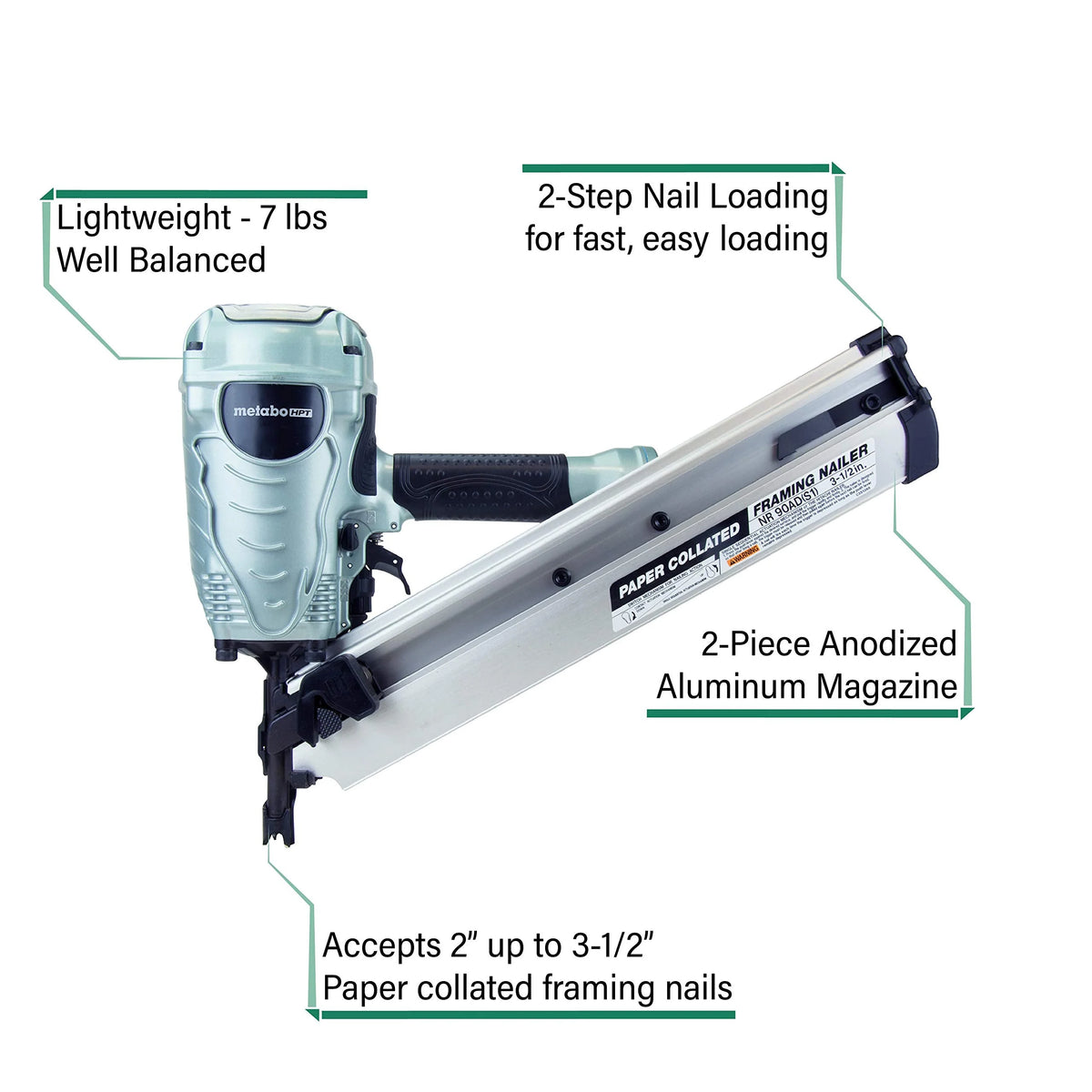 Metabo HPT NR90ADS1 Pneumatic Collated
