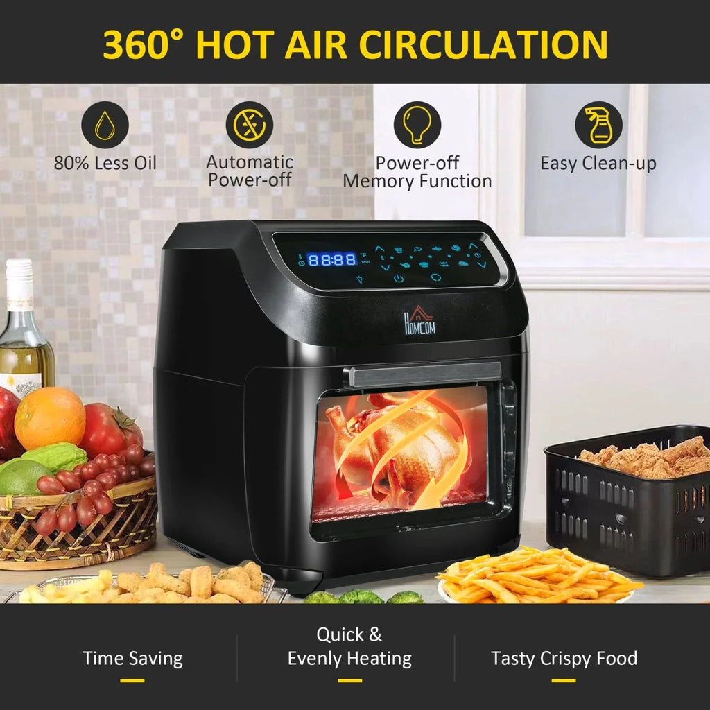 GFVCNIO 12 QT Air Fry Oven 8 In 1 Countertop Oven Combo with Air Fry Roast Broil Bake and Dehydrate 1700W with Accessories and LED Display Black