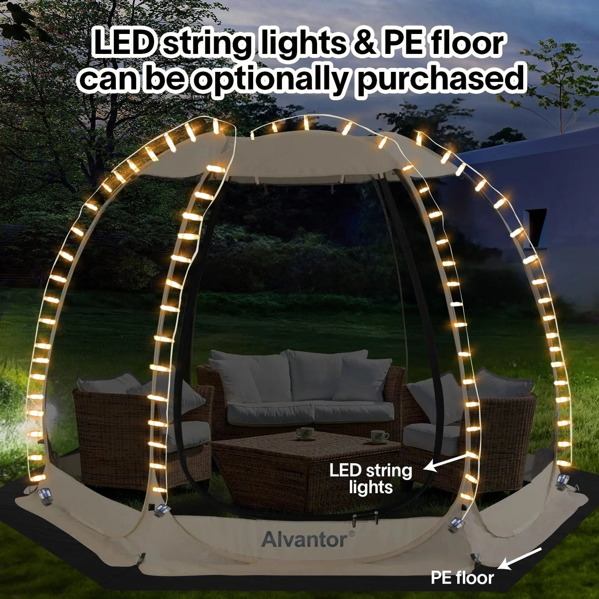 Screen Room House 10x10 Outdoor Family Camping Tent Pop Up Sun Shade Canopy Dining Gazebo by Alvantor
