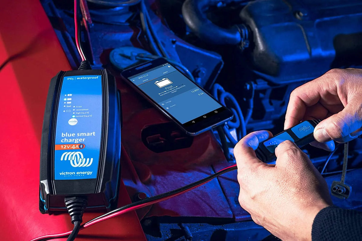 9 Blue and Black Victron IP65 Smart Charger - 15 Amps