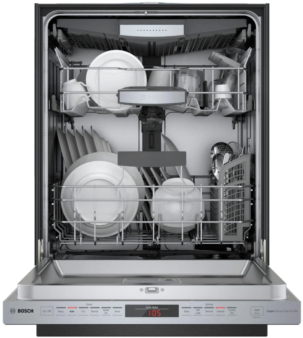 Bosch - 800 Series 24 Top Control Built-In Dishwasher with CrystalDry, Stainless Steel Tub, 3rd Rack, 42 dBa - Stainless steel